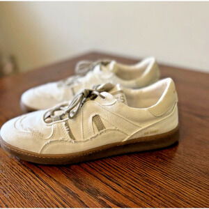 Sam Edelman Jayne Washed Palm/Linen/White Lace Up Low Sneakers Women's Size 9.5